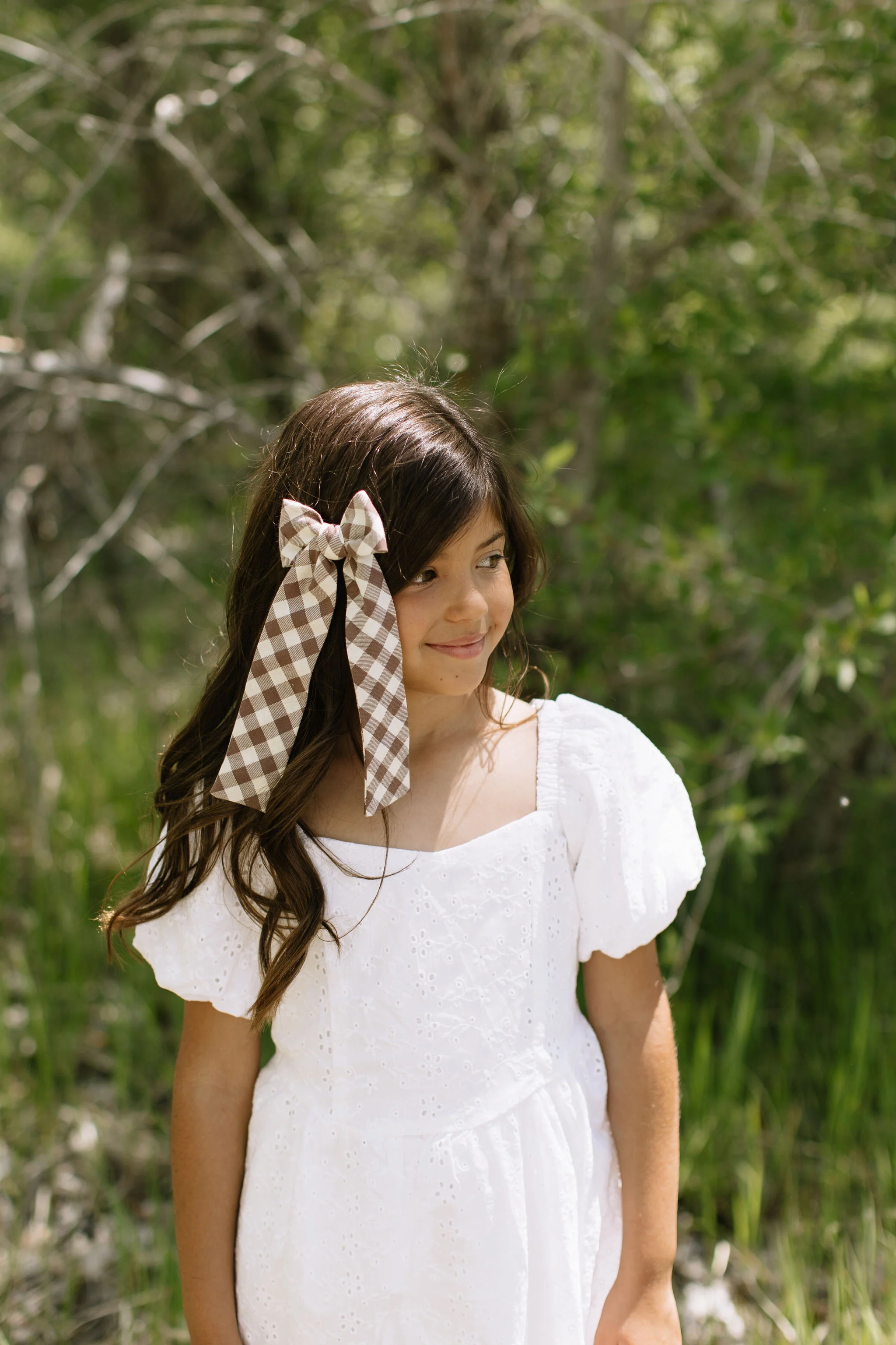 Fawn Gingham Lady Hair Bow - Image 2