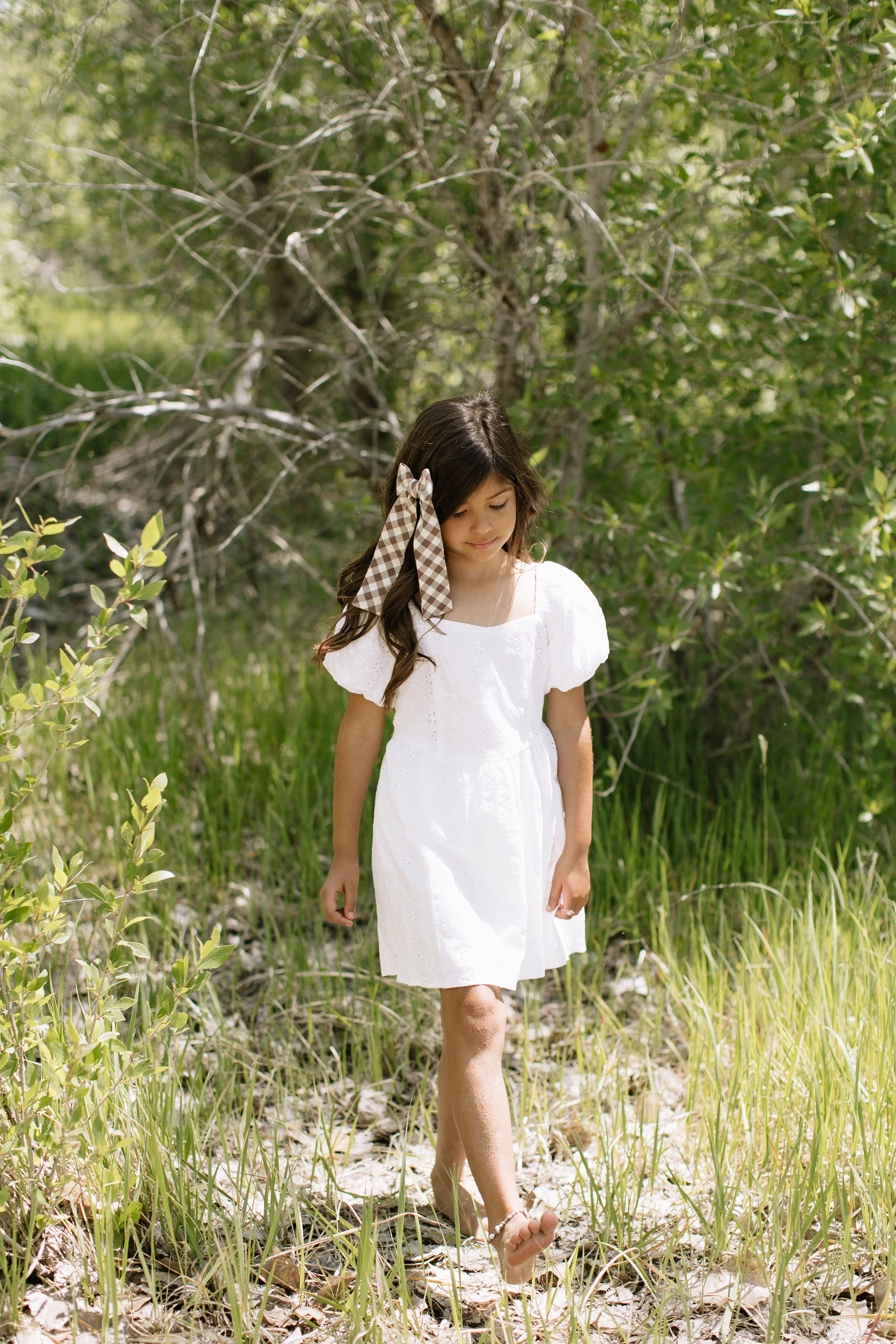 Fawn Gingham Lady Hair Bow - Image 7
