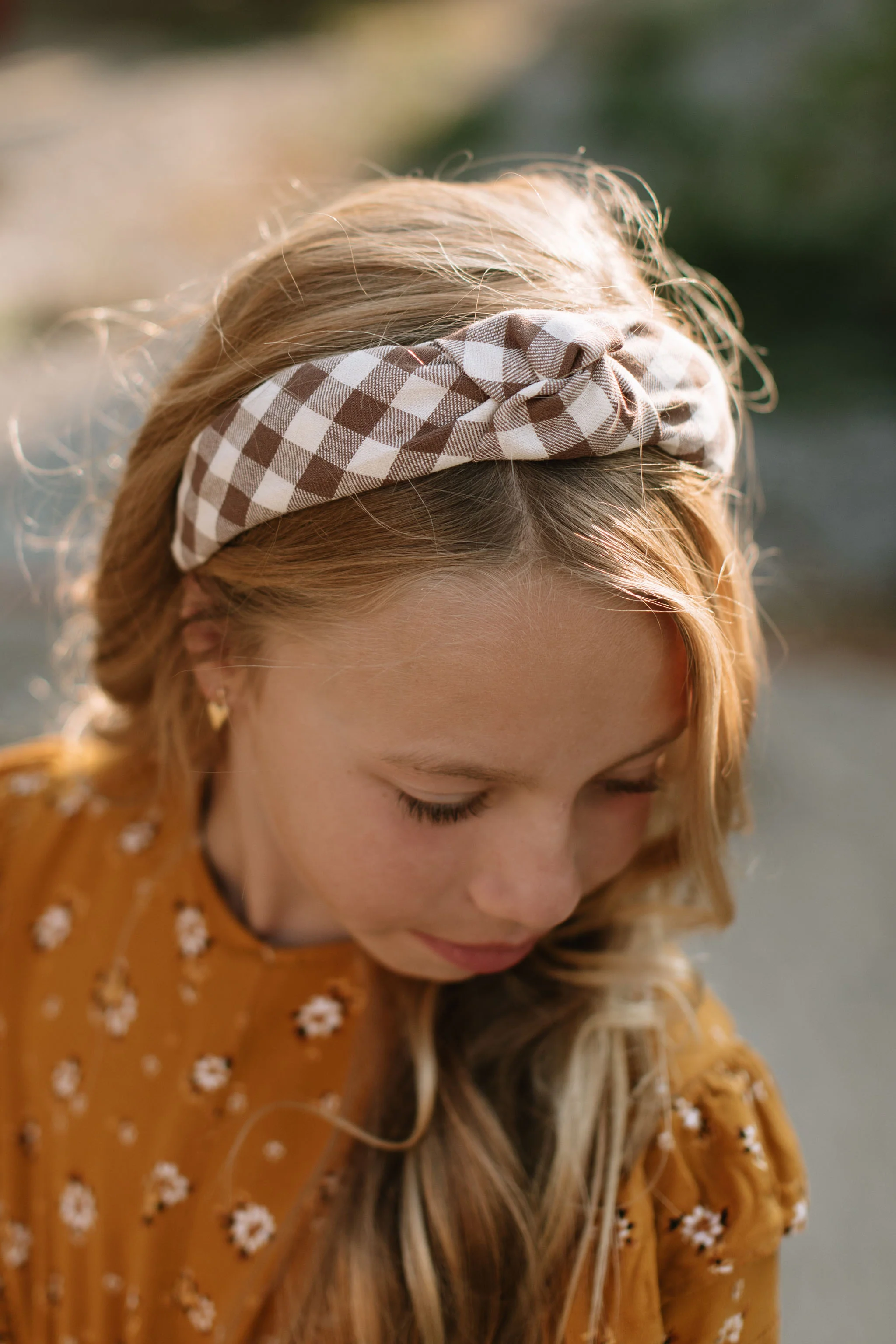 Fawn Gingham Knotted Headband - Image 2