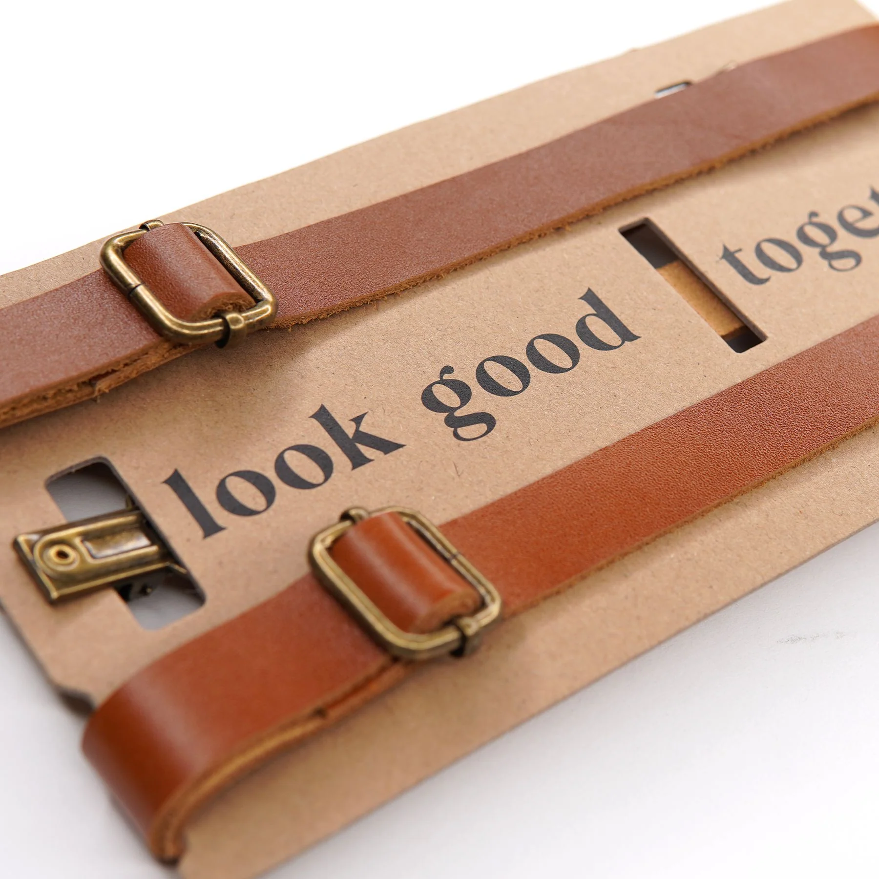 Tan Leather Suspenders - Choose your size - Image 4
