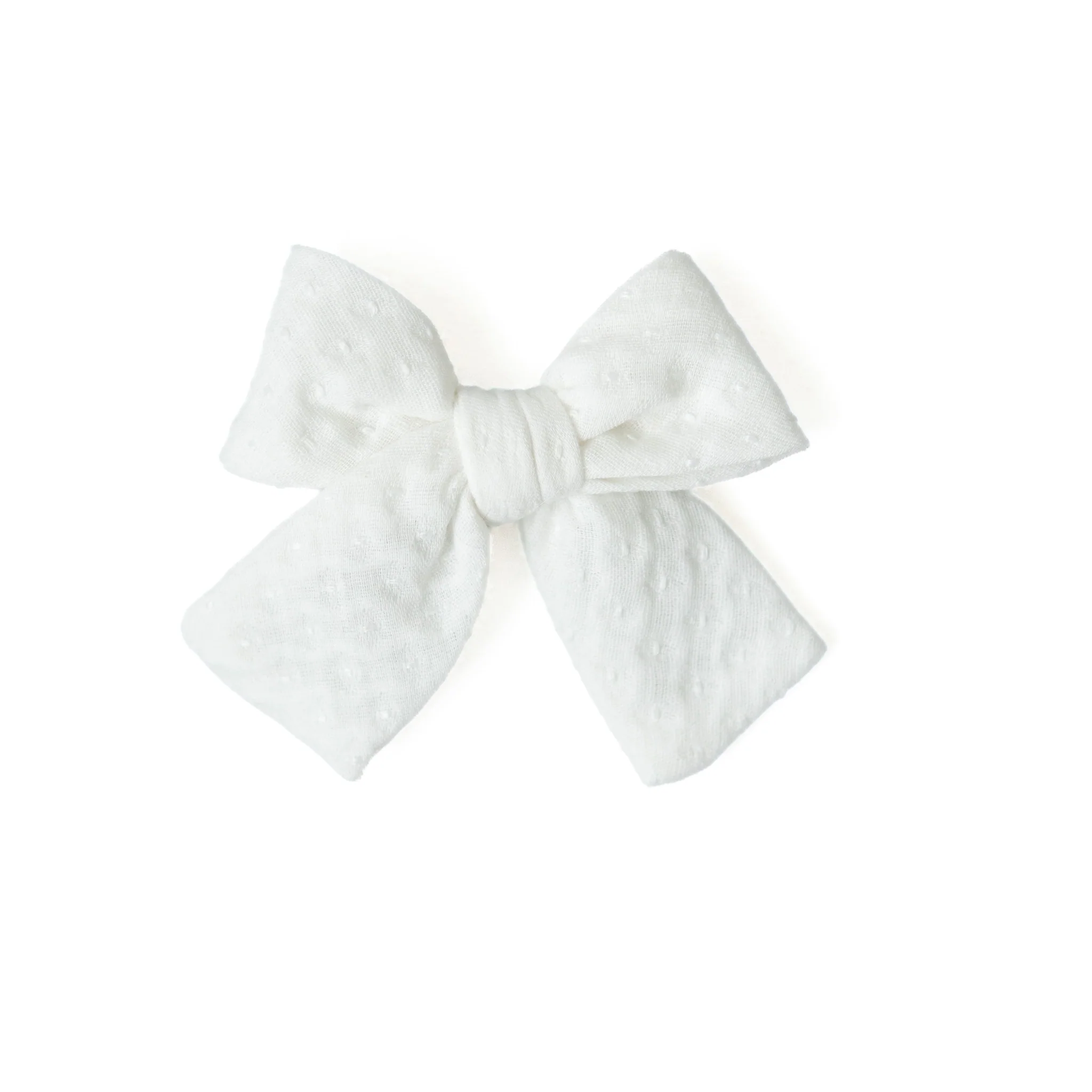 Quilted White Petite Hair Bow