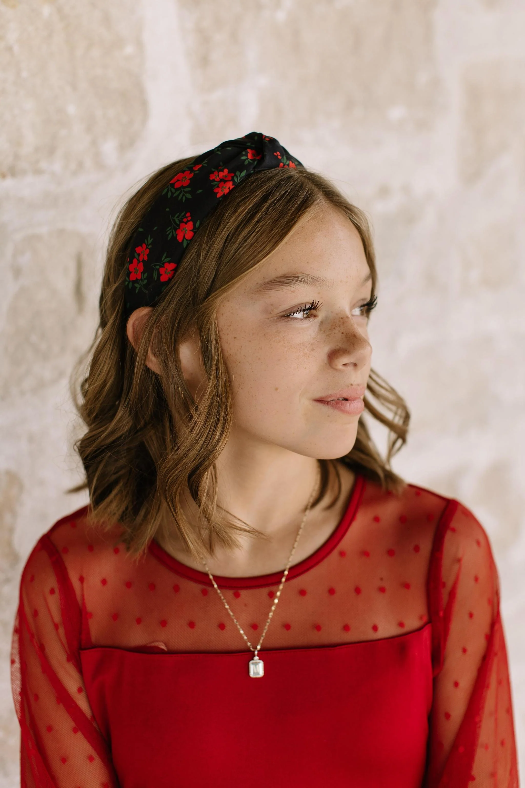 Red Hot Floral - Knotted Headband - Image 2